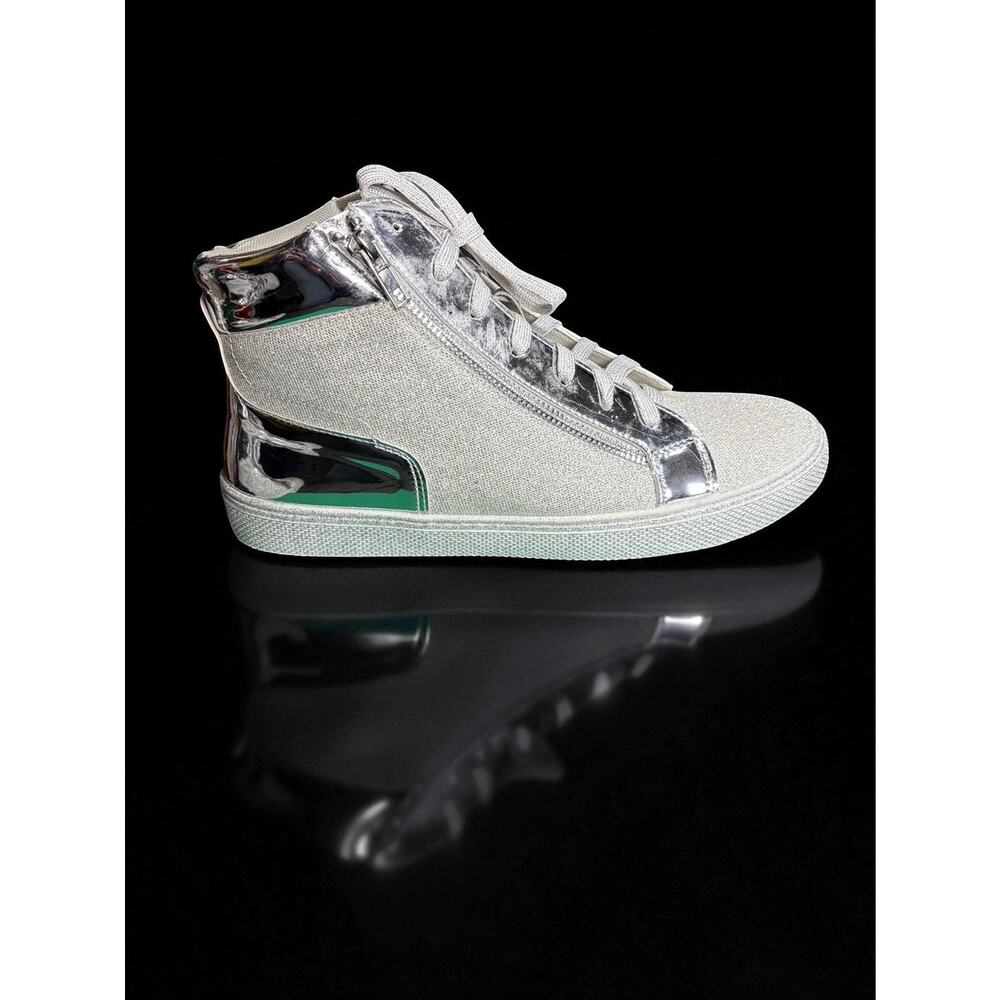 Lauren Lorraine Skippy Silver Glitter High-Top Sneakers‎ Women’s 11 | Sparkly